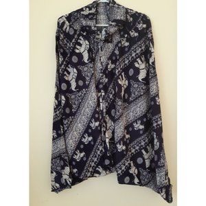 (H2) 100% Rayon Harem Pants w/ Elephants & Flowers